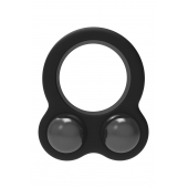 Черное эрекционное кольцо с утяжелителями Cockring Dual Weight - Dream Toys - в Новокузнецке купить с доставкой