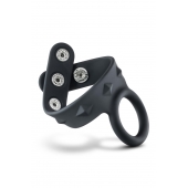 Черное эрекционное кольцо с подхватом мошонки на кнопках VS6 - Blush Novelties - в Новокузнецке купить с доставкой