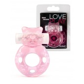 Розовое эрекционное виброкольцо в форме мишки - 1137 - в Новокузнецке купить с доставкой