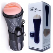 Телесный мастурбатор-вагина в черной колбе с вибрацией - Boys of Toys - в Новокузнецке купить с доставкой