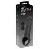 Черная вибронасадка для пениса с хомутом для мошонки и пультом ДУ Remote Controlled Penis Extension - Orion - в Новокузнецке купить с доставкой