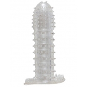 Гелевая прозрачная насадка c шипами - 12 см. - Toyfa Basic - в Новокузнецке купить с доставкой Гелевая прозрачная насадка c шипами - 12 см. - Toyfa Basic - в Новокузнецке купить с доставкой