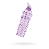 Гелевая фиолетовая насадка с шариками, шипами и усиком - 11 см. - Toyfa Basic - в Новокузнецке купить с доставкой