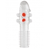 Гелевая прозрачная насадка с шариками и шипами - 14 см. - Toyfa Basic - в Новокузнецке купить с доставкой Гелевая прозрачная насадка с шариками и шипами - 14 см. - Toyfa Basic - в Новокузнецке купить с доставкой