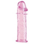 Гладкая розовая насадка с усиками под головкой - 12,5 см. - Toyfa Basic - в Новокузнецке купить с доставкой