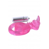 Розовая вибронасадка со стимулятор клитора   Язычок - Toyfa Basic - в Новокузнецке купить с доставкой Розовая вибронасадка со стимулятор клитора   Язычок - Toyfa Basic - в Новокузнецке купить с доставкой