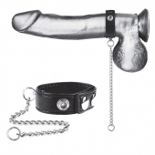 Утяжка на пенис с поводком Snap Cock Ring With 12  Leash - BlueLine - купить с доставкой в Новокузнецке