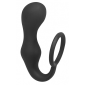 Чёрное эрекционное кольцо с анальной пробкой Double Pleasure Anal Plug - Lola Games - в Новокузнецке купить с доставкой