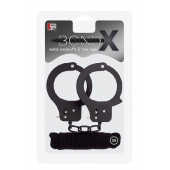 Чёрные наручники из листового металла в комплекте с веревкой BONDX METAL CUFFS LOVE ROPE SET - Dream Toys - купить с доставкой в Новокузнецке