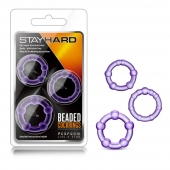 Набор из 3 фиолетовых эрекционных колец Stay Hard Beaded Cockrings - Blush Novelties - в Новокузнецке купить с доставкой