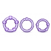 Набор из 3 фиолетовых эрекционных колец Stay Hard Beaded Cockrings - Blush Novelties - в Новокузнецке купить с доставкой