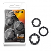 Набор из 3 чёрных эрекционных колец Stay Hard Beaded Cockrings - Blush Novelties - в Новокузнецке купить с доставкой