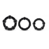 Набор из 3 чёрных эрекционных колец Stay Hard Beaded Cockrings - Blush Novelties - в Новокузнецке купить с доставкой