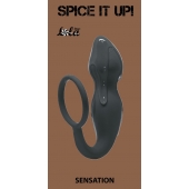 Серое эрекционное кольцо Sensation с анальным стимулятором - Lola Games - в Новокузнецке купить с доставкой