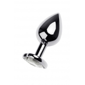 Серебристая анальная пробка с прозрачным кристаллом-сердцем - 8 см. - ToyFa - купить с доставкой в Новокузнецке