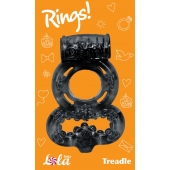 Чёрное эрекционное кольцо Rings Treadle с подхватом - Lola Games - в Новокузнецке купить с доставкой