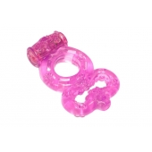 Розовое эрекционное кольцо Rings Treadle с подхватом - Lola Games - в Новокузнецке купить с доставкой
