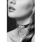 Черный чокер с двумя кольцами - Bijoux Pour Toi - купить с доставкой в Новокузнецке