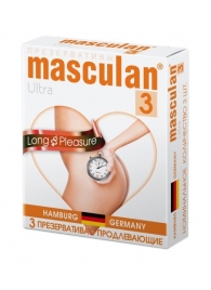 Розовые презервативы Masculan Ultra Long Pleasure с колечками, пупырышками и продлевающим эффектом - 3 шт. - Masculan - купить с доставкой в Новокузнецке