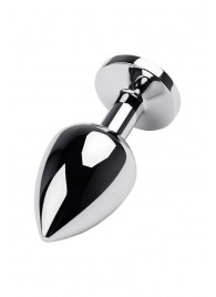 Серебристая коническая анальная пробка с красным кристаллом - 8 см. - ToyFa - купить с доставкой в Новокузнецке