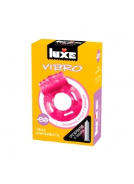 Розовое эрекционное виброкольцо Luxe VIBRO  Ужас Альпиниста  + презерватив - Luxe - в Новокузнецке купить с доставкой