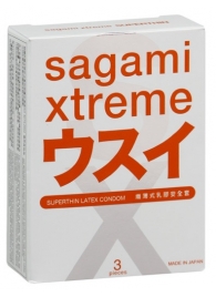 Ультратонкие презервативы Sagami Xtreme SUPERTHIN - 3 шт. - Sagami - купить с доставкой в Новокузнецке