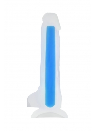 Прозрачно-синий фаллоимитатор, светящийся в темноте, Steve Glow - 20 см. - ToyFa купить с доставкой в интернет-магазине Orgasmix в Новокузнецке Прозрачно-синий фаллоимитатор, светящийся в темноте, Steve Glow - 20 см. - ToyFa