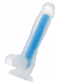 Прозрачно-синий фаллоимитатор, светящийся в темноте, Steve Glow - 20 см. - ToyFa купить с доставкой в интернет-магазине Orgasmix в Новокузнецке Прозрачно-синий фаллоимитатор, светящийся в темноте, Steve Glow - 20 см. - ToyFa