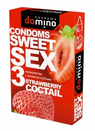 Презервативы для орального секса DOMINO Sweet Sex с ароматом клубничного коктейля  - 3 шт. - Domino - купить с доставкой в Новокузнецке