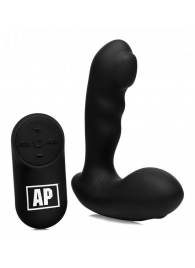 Черный стимулятор простаты Alpha-Pro 7X P-Milker Silicone Prostate Stimulator with Milking Bead - XR Brands - в Новокузнецке купить с доставкой