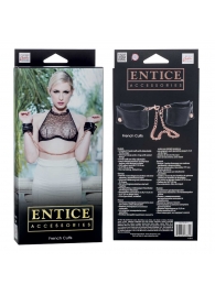 Черные мягкие наручники Entice French Cuffs с цепью - California Exotic Novelties - купить с доставкой в Новокузнецке