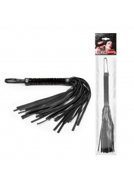 Черная гладкая плеть-флоггер с ручкой - 40 см. - Notabu - купить с доставкой в Новокузнецке Черная гладкая плеть-флоггер с ручкой - 40 см. - Notabu - купить с доставкой в Новокузнецке