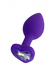 Фиолетовая анальная втулка Diamond Heart с прозрачным кристаллом - 7 см. - ToyFa - купить с доставкой в Новокузнецке