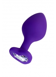 Фиолетовая анальная втулка Diamond Heart с прозрачным кристаллом - 8 см. - ToyFa - купить с доставкой в Новокузнецке