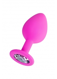 Розовая анальная втулка Brilliant с прозрачным кристаллом - 8 см. - ToyFa - купить с доставкой в Новокузнецке