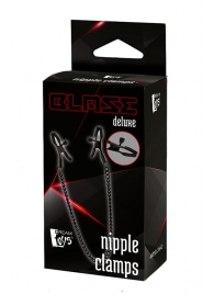 Черные зажимы на соски на цепочке BLAZE DELUXE NIPPLE CLAMPS - Dream Toys - купить с доставкой в Новокузнецке