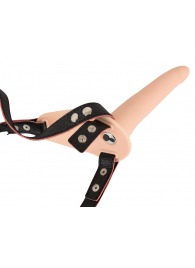 Телесный поясной страпон с вибрацией Vibrating Strap-On - 15,7 см. - Orion - купить с доставкой в Новокузнецке