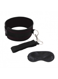 Черный ошейник с длинным поводком Collar and Leash Set - Lux Fetish - купить с доставкой в Новокузнецке