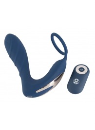 Синий вибростимулятор простаты с кольцом - 14,5 см. - Orion - в Новокузнецке купить с доставкой