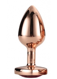 Золотистая анальная втулка с кристаллом-сердечком розового цвета - 7,1 см. - Dream Toys - купить с доставкой в Новокузнецке