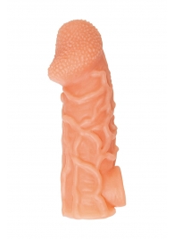 Телесная закрытая насадка с венками Cock Sleeve Size S - 13,8 см. - KOKOS - в Новокузнецке купить с доставкой Телесная закрытая насадка с венками Cock Sleeve Size S - 13,8 см. - KOKOS - в Новокузнецке купить с доставкой