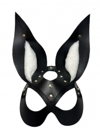 Черная маска зайки с белым мехом на ушках Miss Bunny - БДСМ Арсенал - купить с доставкой в Новокузнецке