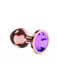 Пробка цвета розового золота с фиолетовым кристаллом Diamond Amethyst Shine S - 7,2 см. - Lola Games - купить с доставкой в Новокузнецке