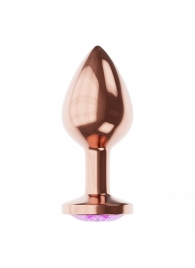 Пробка цвета розового золота с фиолетовым кристаллом Diamond Amethyst Shine S - 7,2 см. - Lola Games - купить с доставкой в Новокузнецке