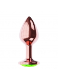 Пробка цвета розового золота с лаймовым кристаллом Diamond Emerald Shine S - 7,2 см. - Lola Games - купить с доставкой в Новокузнецке