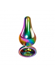 Радужная анальная пробка Rainbow Metal Plug Small - 9,4 см. - Evolved