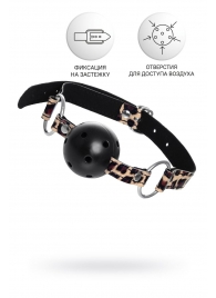 Черный кляп-шар на леопардовых ремешках Anonymo - ToyFa - купить с доставкой в Новокузнецке Черный кляп-шар на леопардовых ремешках Anonymo - ToyFa - купить с доставкой в Новокузнецке