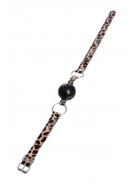 Черный кляп-шар на леопардовых ремешках Anonymo - ToyFa - купить с доставкой в Новокузнецке Черный кляп-шар на леопардовых ремешках Anonymo - ToyFa - купить с доставкой в Новокузнецке