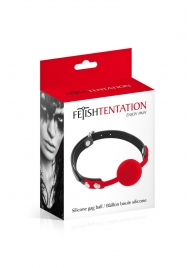 Красный кляп-шарик на черных ремешках - Fetish Tentation - купить с доставкой в Новокузнецке