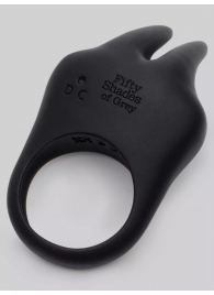 Черное эрекционное виброкольцо Sensation Rechargeable Vibrating Rabbit Love Ring - Fifty Shades of Grey - в Новокузнецке купить с доставкой